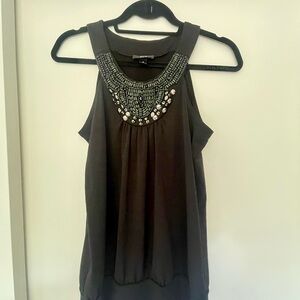 Beaded Sleeveless Top - Black